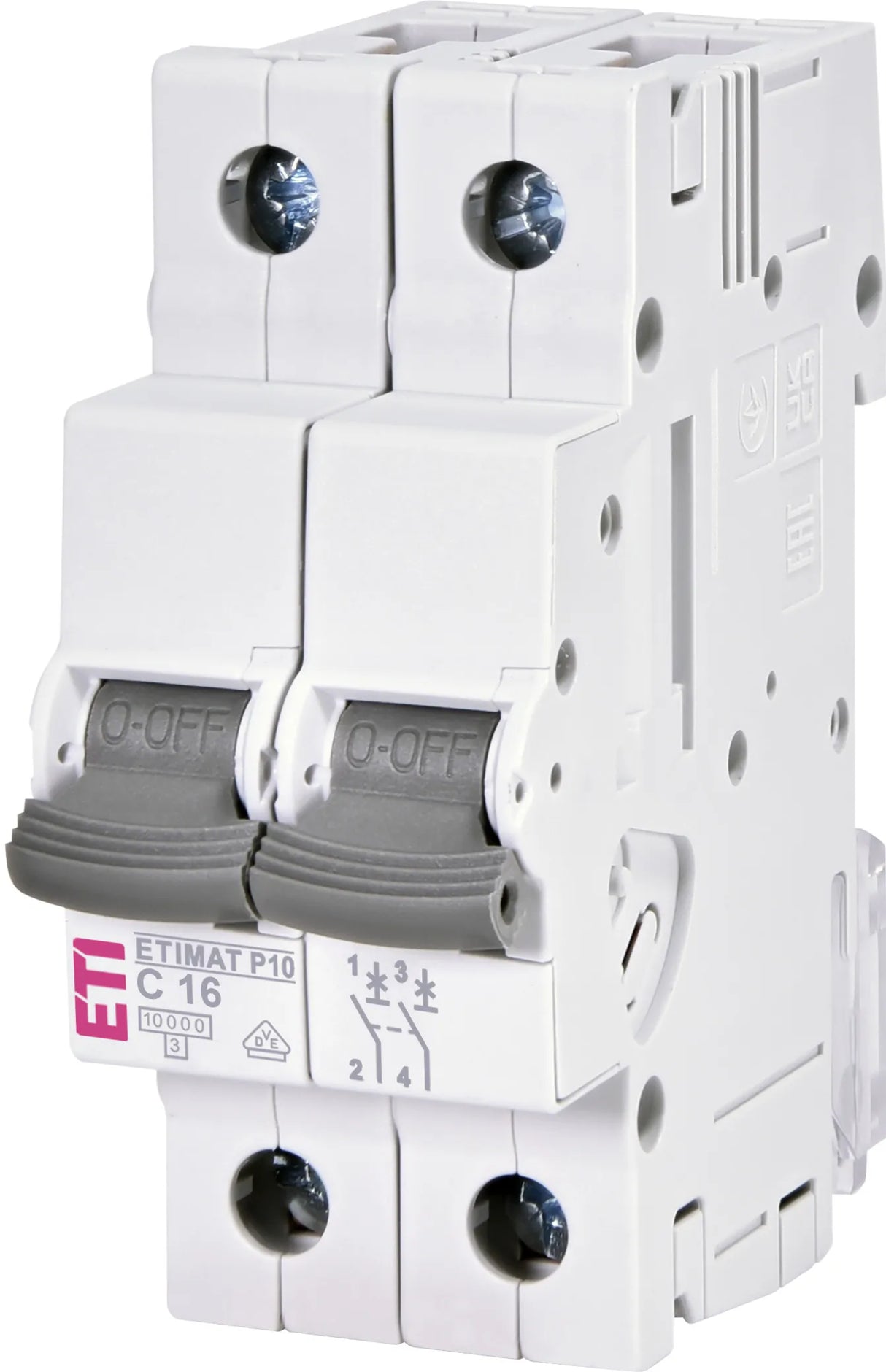 ETI Leitungsschutzschalter AC C 16A 2p ETIMAT P10 2p C16 415V 2TE 50-60Hz IP20