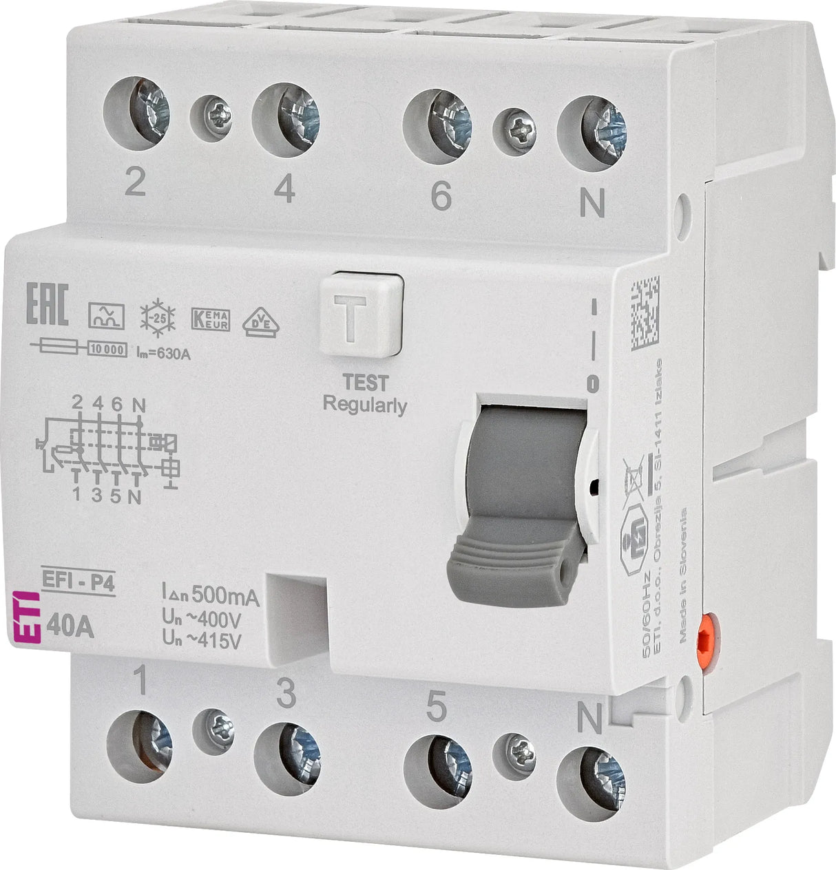 ETI FI-Schutzschalter A 4p 415V 40A 0,3A EFI-P4, A-Typ, 4-polig 40A (0,5 A) 4TE