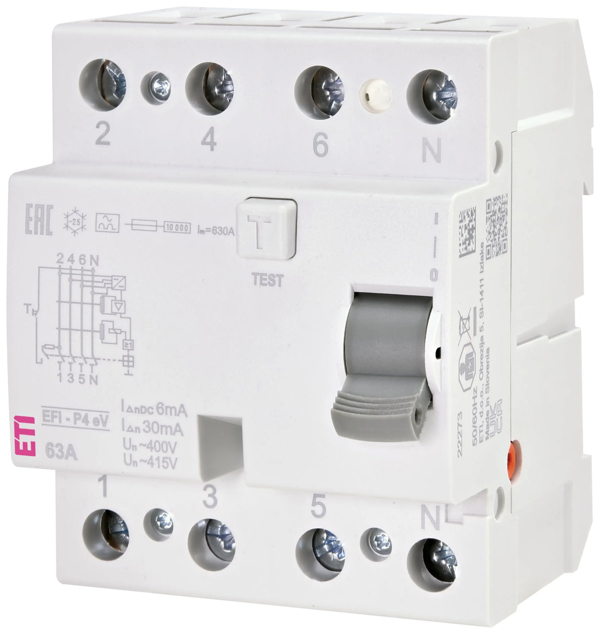 ETI FI-Schutzschalter 4p 415V 40A 0,03A 002061992 4TE REG 10kA 3kA/stoß