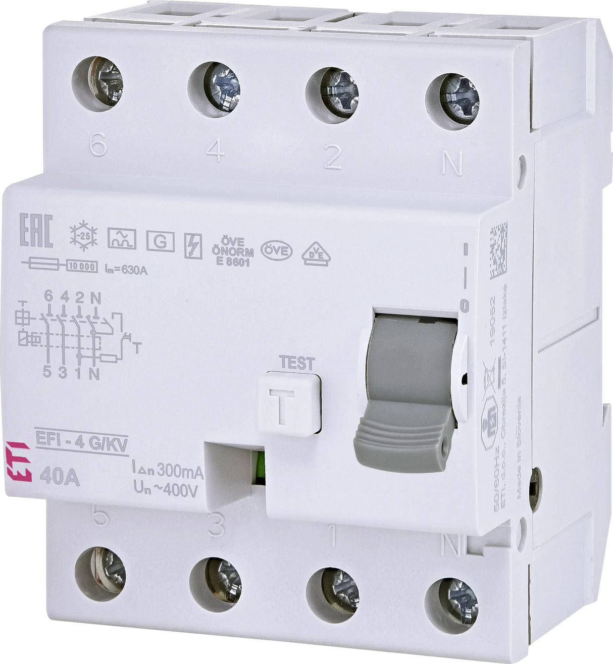 ETI FI-Schutzschalter A 4p 400V 40A 0,3A EFI-4 A G/KV 40/0.3 4TE REG 10kA