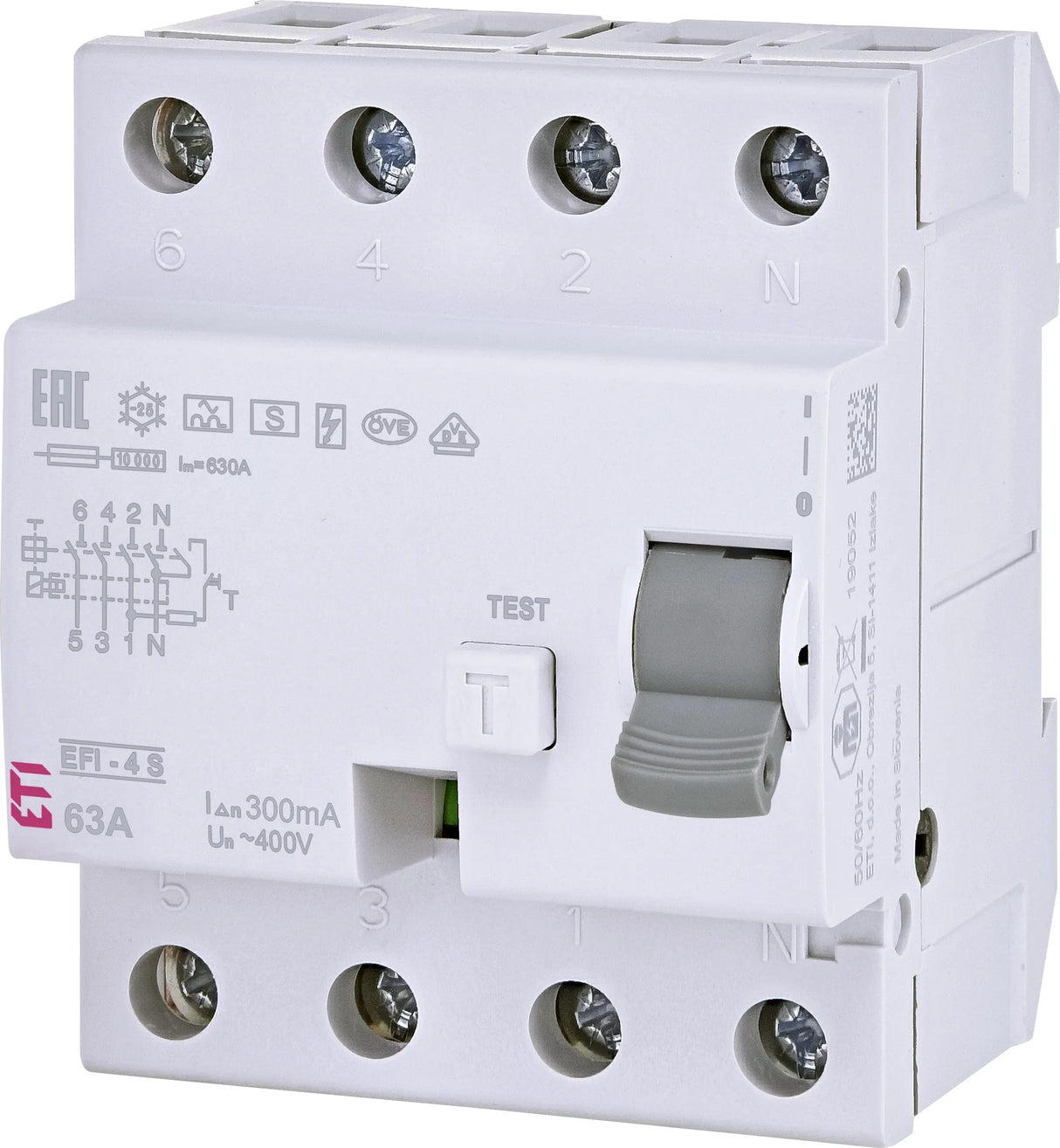 ETI FI-Schutzschalter A 4p 400V 63A 0,3A EFI-4 A S 63/0.3 4TE REG 10kA