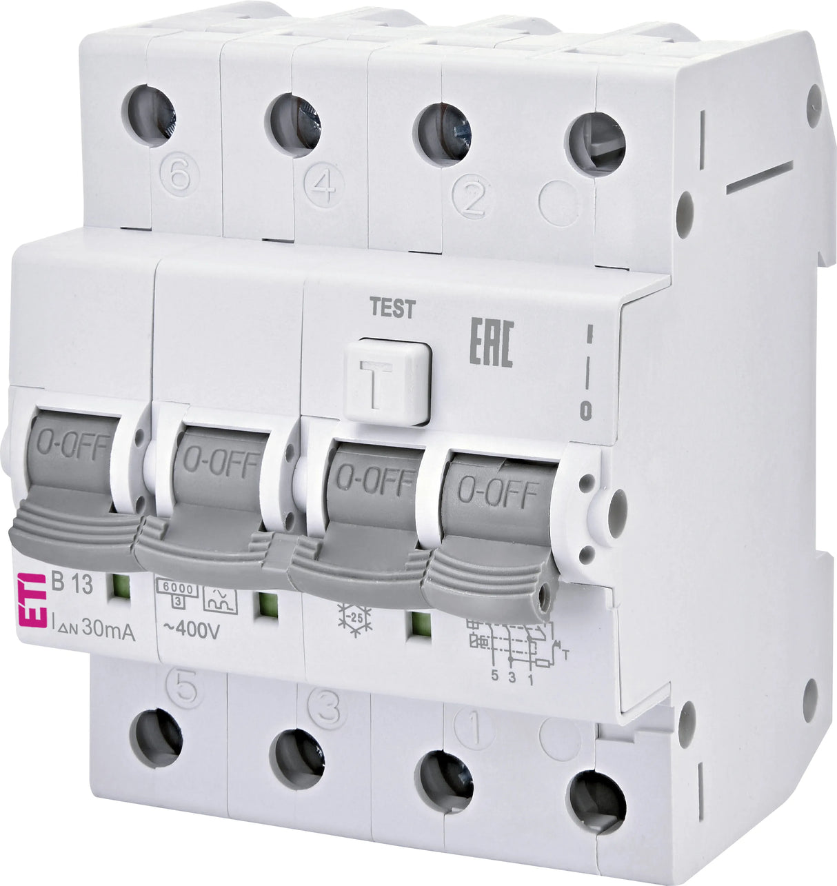 ETI FI/LS-Schutzschalter B13 3p 0,03A AC KZS-4M 3p A B13/0.03 3TE 3p 400V