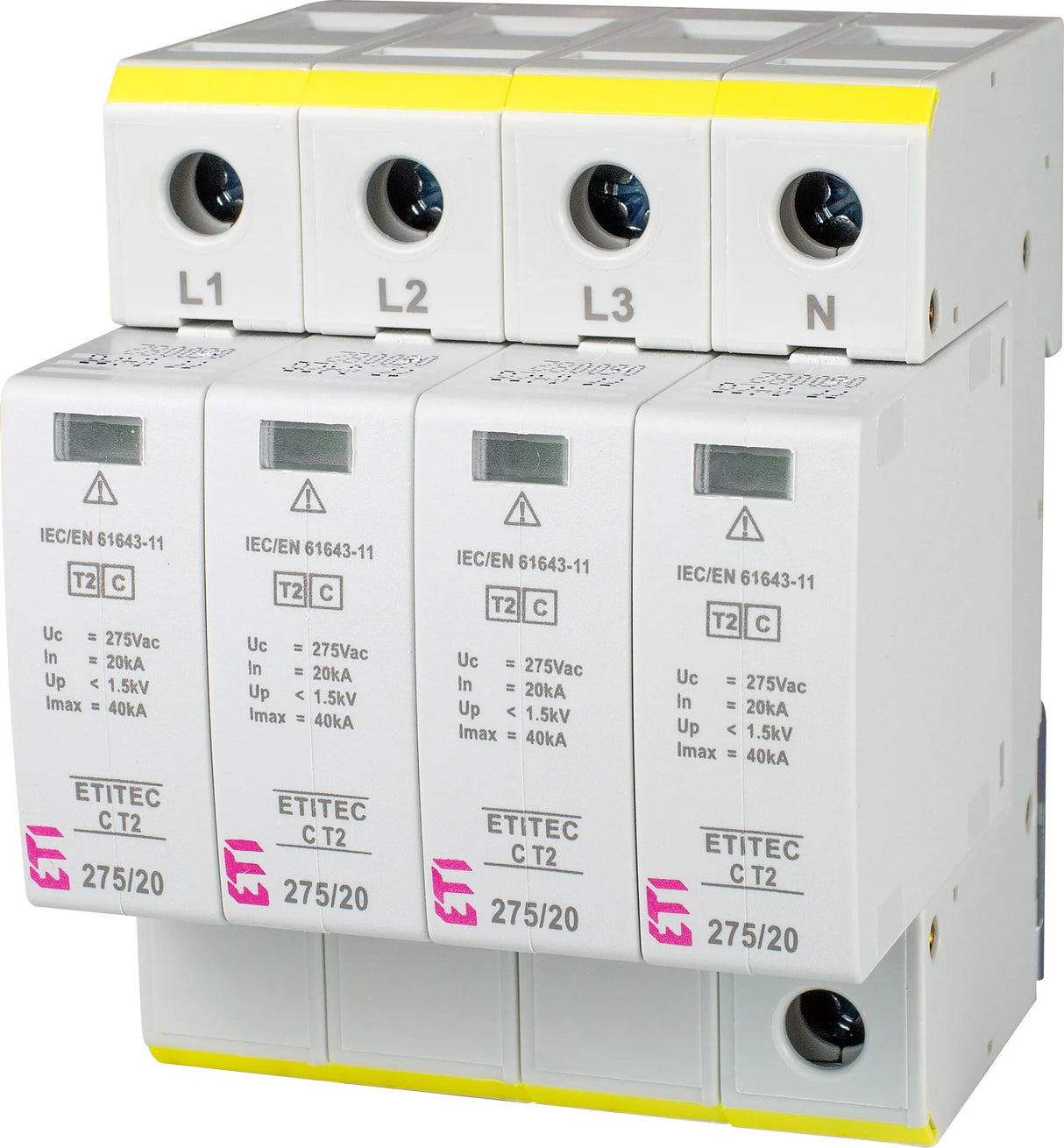 ETI Überspannungsableiter Netzform-TN-S ETITEC C T2 275/20 4+0 275VAC 275VDC