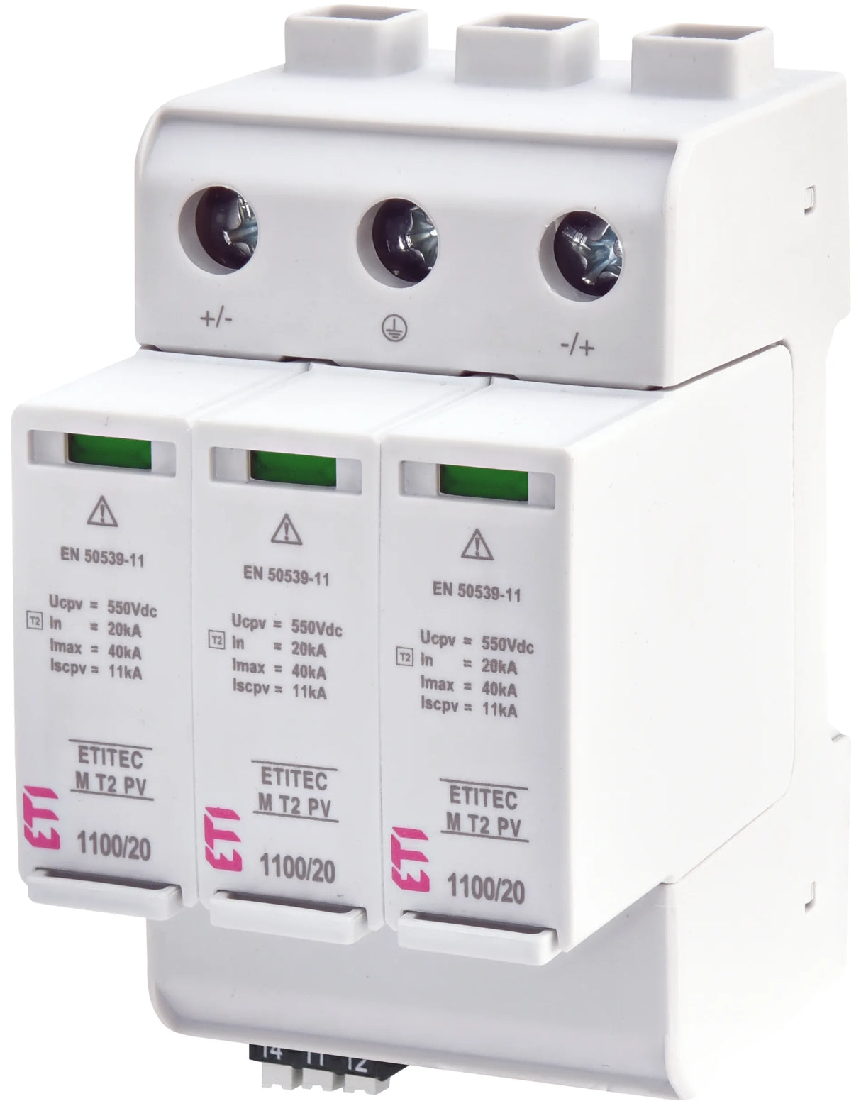 ETI Überspannungsableiter 1100VAC 3TE SPD M T2 PV 1100/20 Y RC 1100VDC TS35
