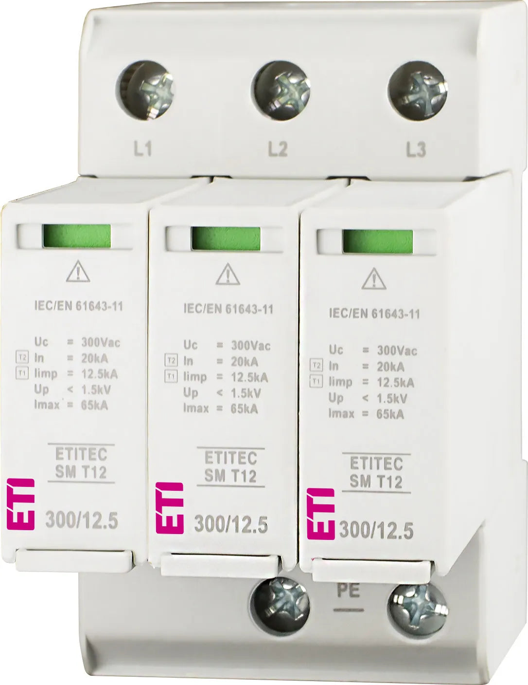 ETI Überspannungsableiter Netzform-TN-C ETITEC SM B T12 300/12,5 3+0 240VAC 3TE