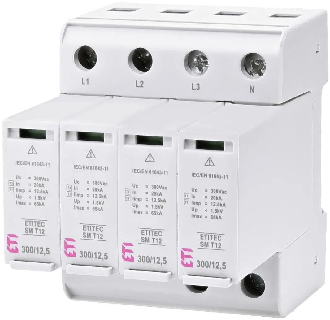 ETI Überspannungsableiter Netzform-TN-S ETITEC SM B T12 300/12,5 4+0 240VAC 4TE