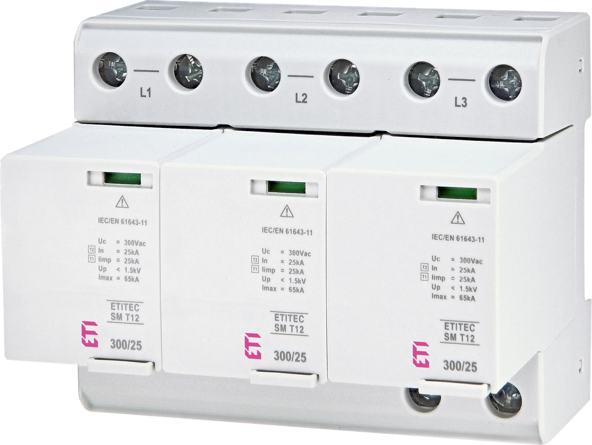 ETI Überspannungsableiter Netzform-TN-C ETITEC SM T12 300/25 3+0 240VAC 1,5kV