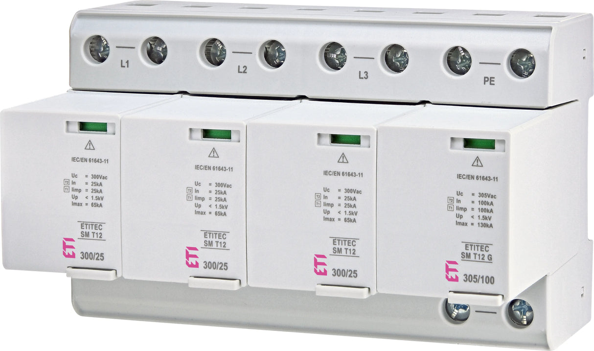ETI Überspannungsableiter 240VAC 1,5kV ETITEC SM T12 300/25 3+1 Netzform-TN-S/T
