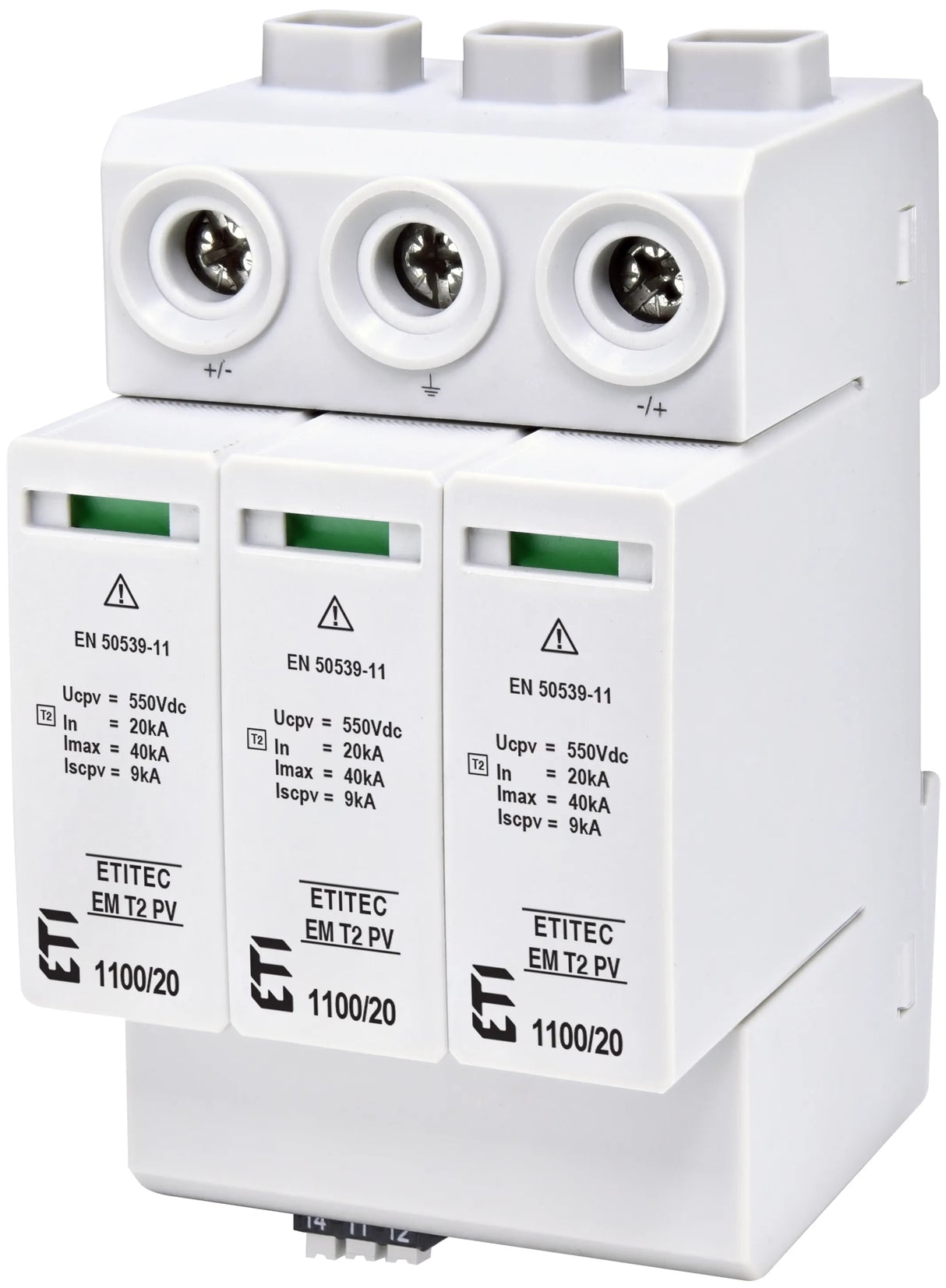 ETI Blitzstromableiter DC 1100VDC 4,2kV ETITEC EM T2 PV 1100/20 Y RC m.FMkont