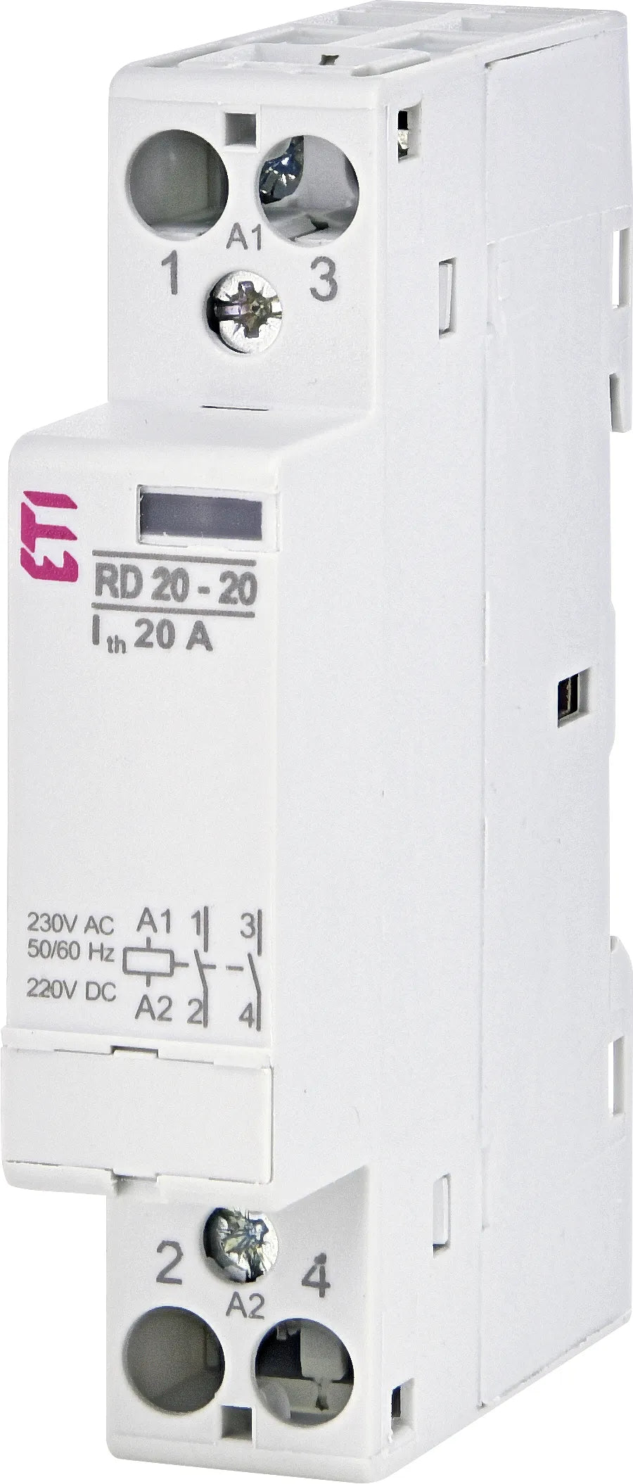 ETI Installationsrelais 1TE elektr REG RD 20-20-230V AC/DC 2S 10-230V/UC 20A