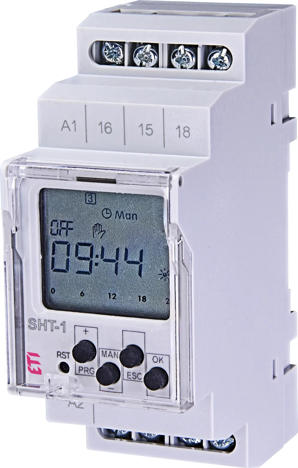 ETI Schaltuhr digi 196-253VAC 1kan 2TE SHT-1/230V REG 24h Prog Wochenprogramm