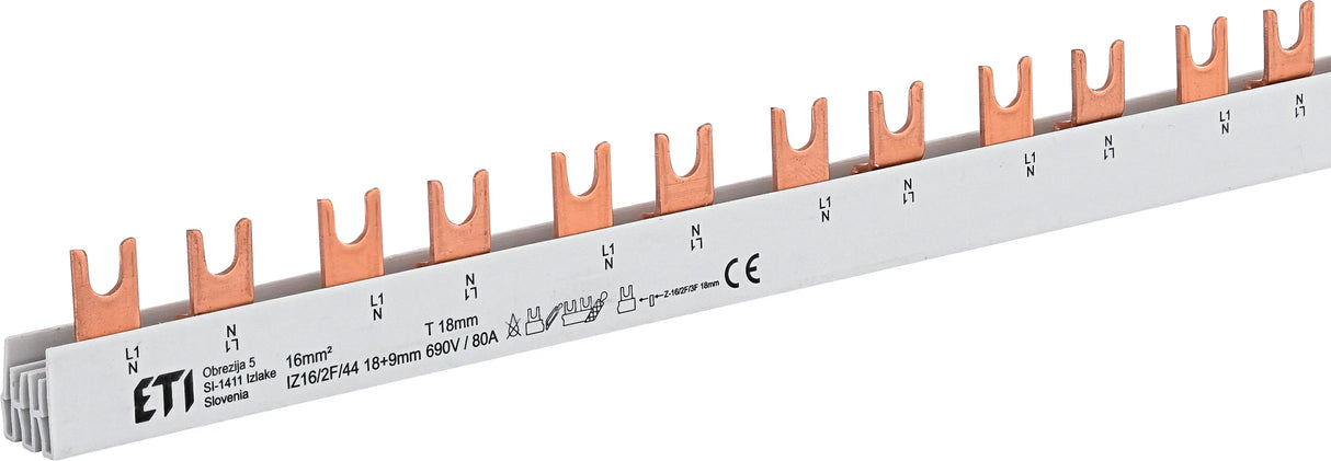 ETI Phasenschiene 2ph 27mm 1188mm 16qmm 002921233 80A Gabel isol