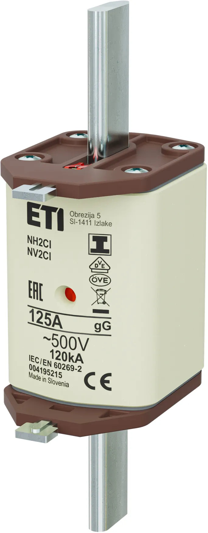 ETI NH-Sicherungseinsatz 125A NH2C gG NH2CI 125A, 500V", gG 500VAC Kombik