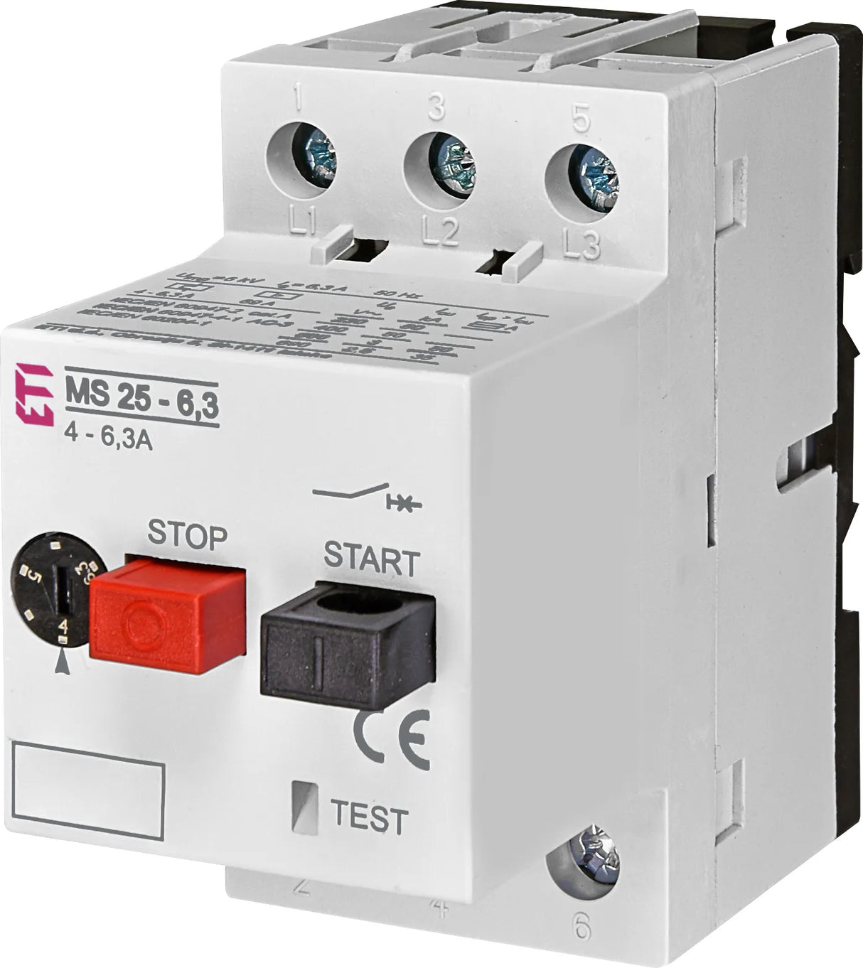 ETI Motorschutzschalter 3p 4-6,3A Einb MS25-6,3 400-690V IP20 thermomagnetisch
