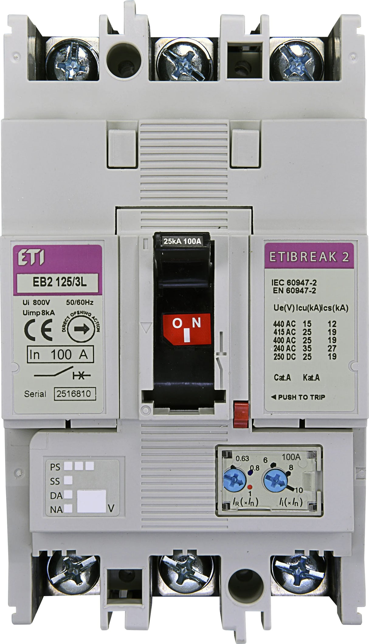 ETI Leistungsschalter 125A 3p IP20 Einb EB2 125/3L 125A 3p m.UnterSpgsausl