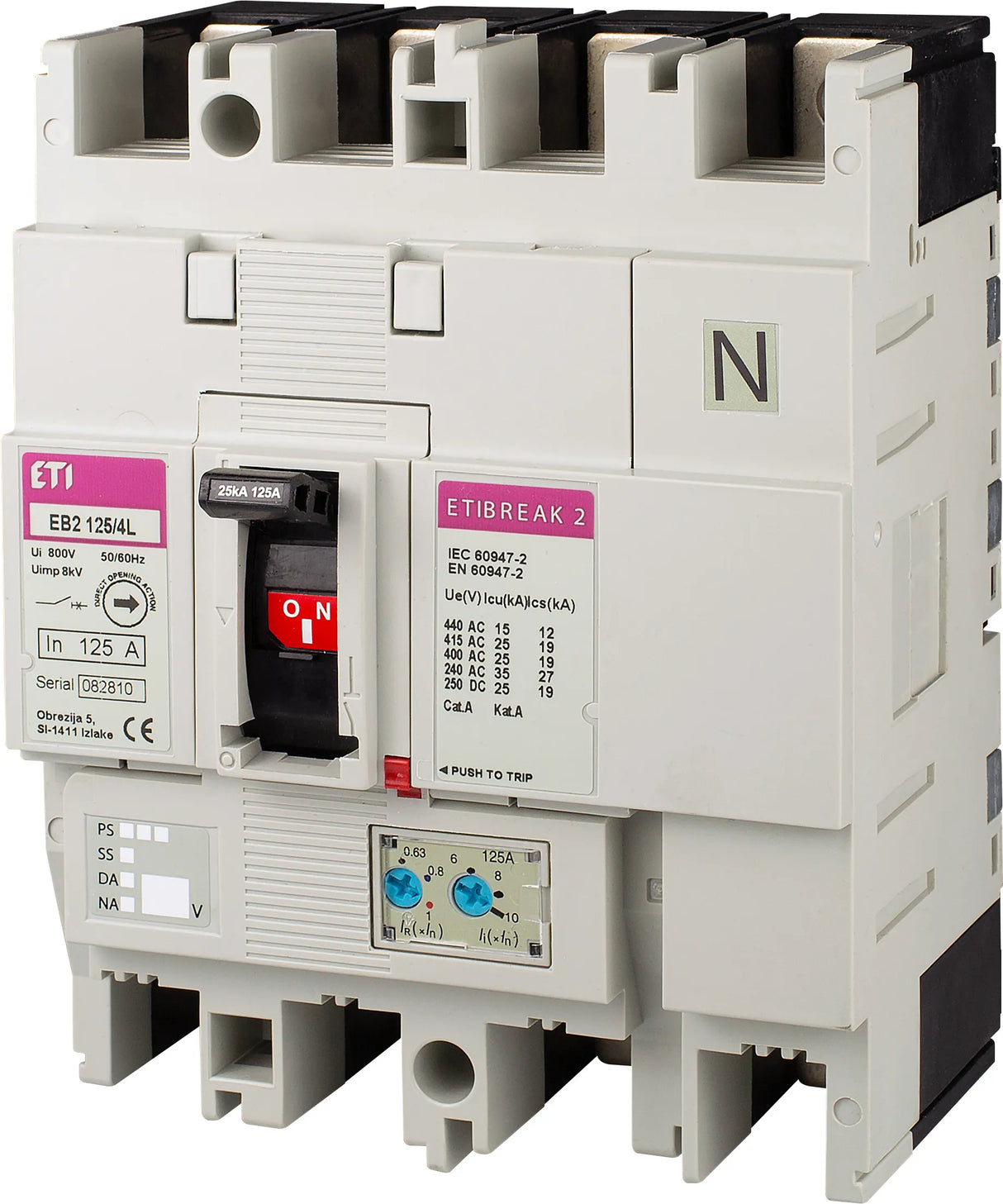 ETI Leistungsschalter 50A 4p 31,5-50A/In EB2 125/4S 50A 4p opt.Motorantr IP20