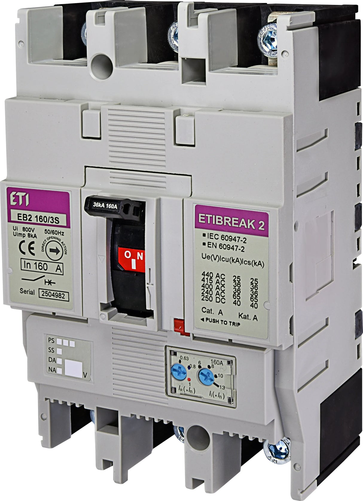 ETI Leistungsschalter 160A 3p IP20 Einb EB2 160/3S 160A 3p 100,8-160A/In