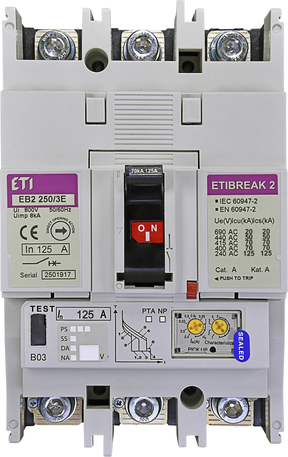 ETI Leistungsschalter 125A 3p IP20 Einb EB2 250/3E 125A 3p 78,8-125A/In