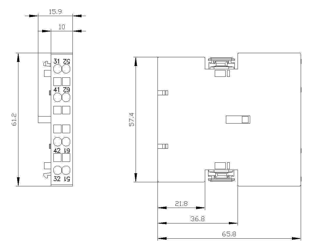SIEMENS Hilfsschalterblock 2Ö Seitenanb 3RH2921-2DA02 6A/AC Federzug