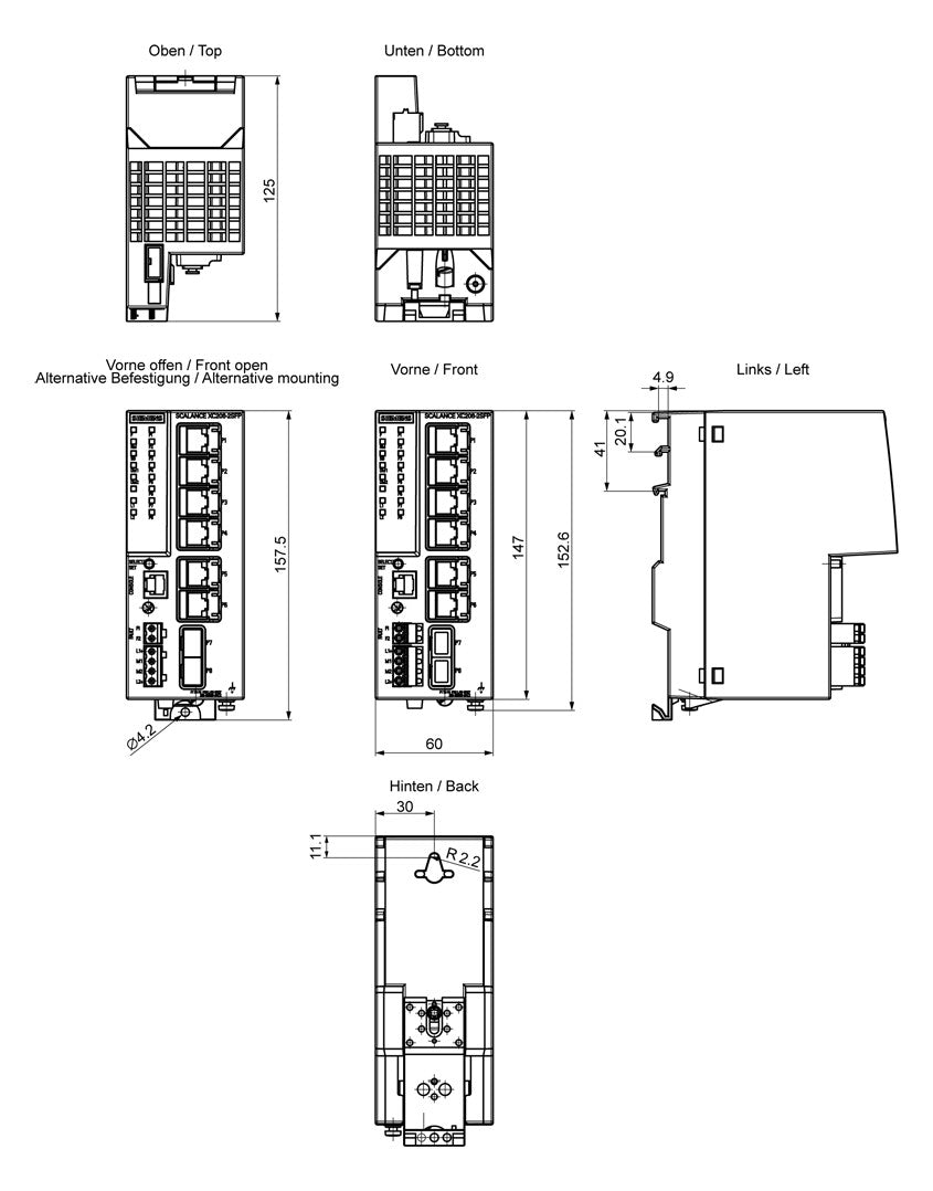 SIEMENS Switch Hutschiene Managebar 6GK5206-2BS00-2AC2 6x10/100/1000Mbps