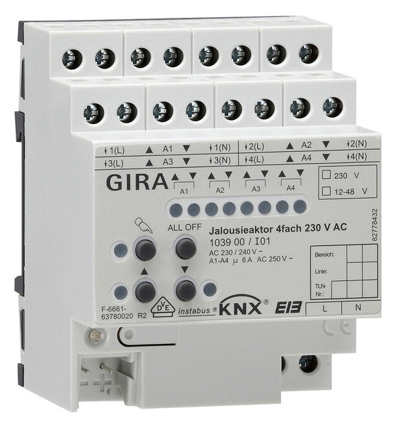 GIRA Jalousieaktor KNX REG 4f 1Eing 103900 Handbedien