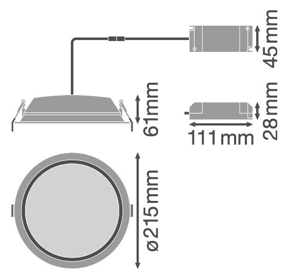 LEDVANCE LED-Einbaustrahler 35W Konv ws ALU DL DALI DN 200 35 W 4000 K IP44 DAL