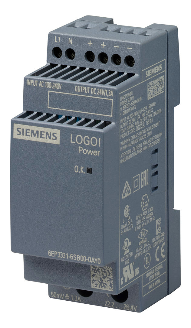 SIEMENS Gleichstromversorgung REG 24V LOGO! 6EP3331-6SB00-0AY0 31,2W 1,3A 2TE