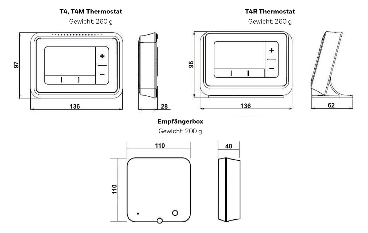Honeywell Home Raumthermostat T4 verdrahtet mit Umschaltkontakt, weiß | T4H110A1023