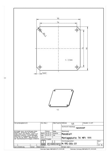 SPELSBERG Montageplatte Verteiler Kst TK MPI-1111 lack 90x90mm Lochung