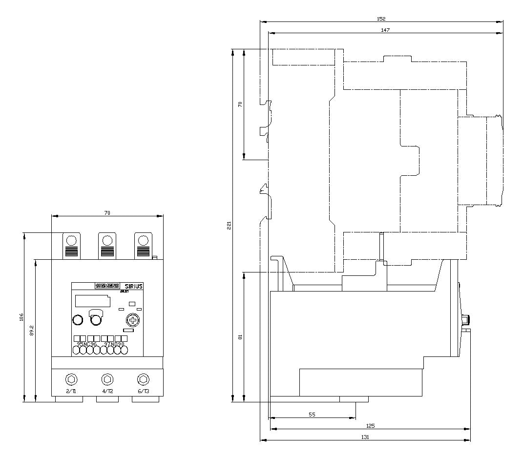 SIEMENS Überlastrelais therm 45-63A 3RU2146-4JD0 Direktanb 1S/Hilf 1Ö/Hilf