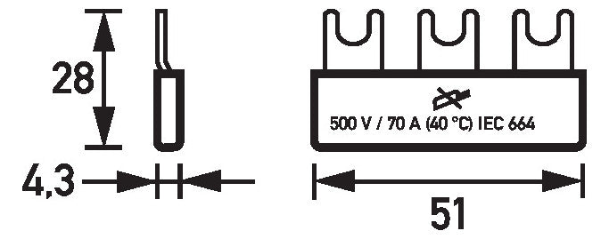 DOEPKE Phasenschiene 1ph 17,5mm 0,051mm Eurovario EV-S G 1.3.70 10qmm 70A Gabel