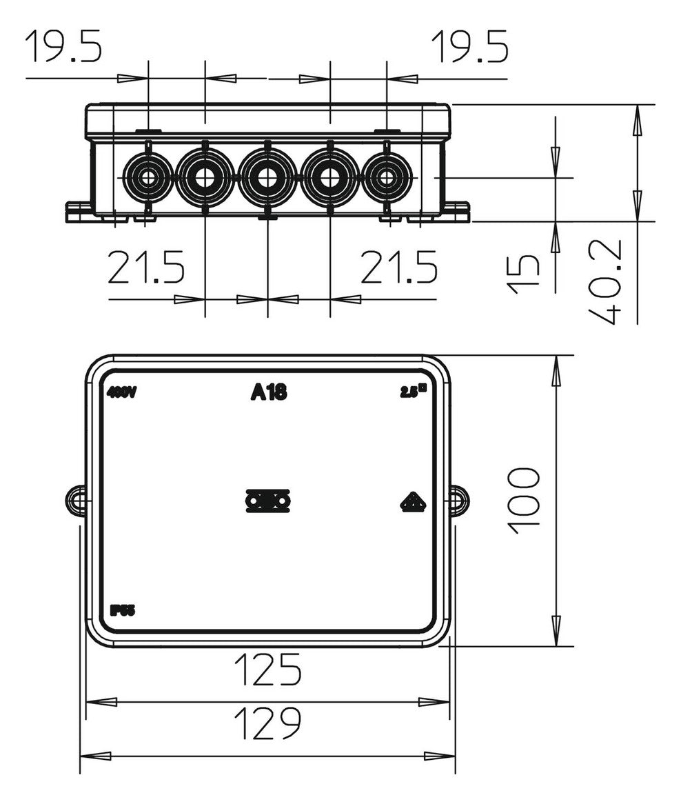 BETTERMANN Abzweigdose IP55 2,5qmm Kst A 18 125x100x40mm rechteck Wand/Decke