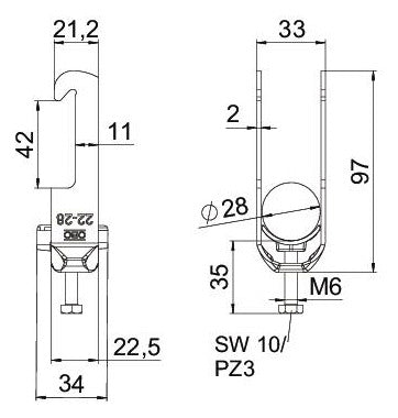 BETTERMANN Bügelschelle 22-28mm 1f ST BS-W1-K-28 FT Winkelprofil W=Kst