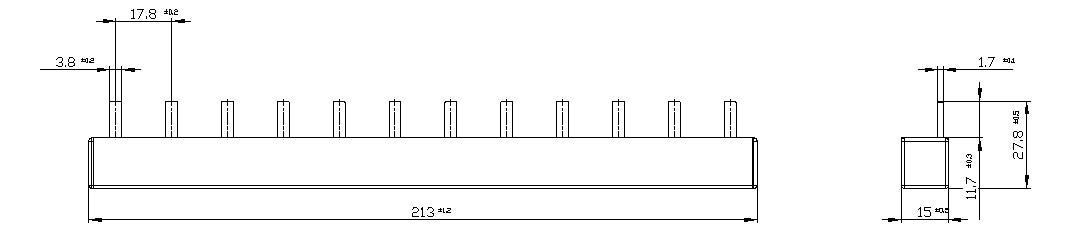 SIEMENS Sammelschiene 63A lamelliert 5ST3738 214x15x18mm flex