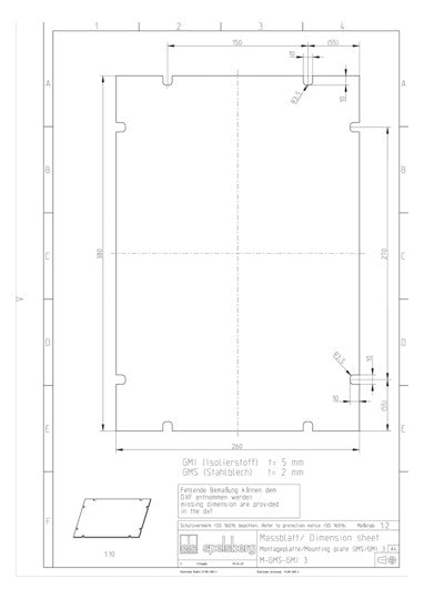 SPELSBERG Montageplatte Verteiler Kst GMI 3 unbeh 260x380mm Lochung