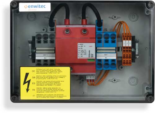 enwitec Überspannungsschutz DC Typ I+II 1 MPP, Klemmen, 3 x IN/OUT