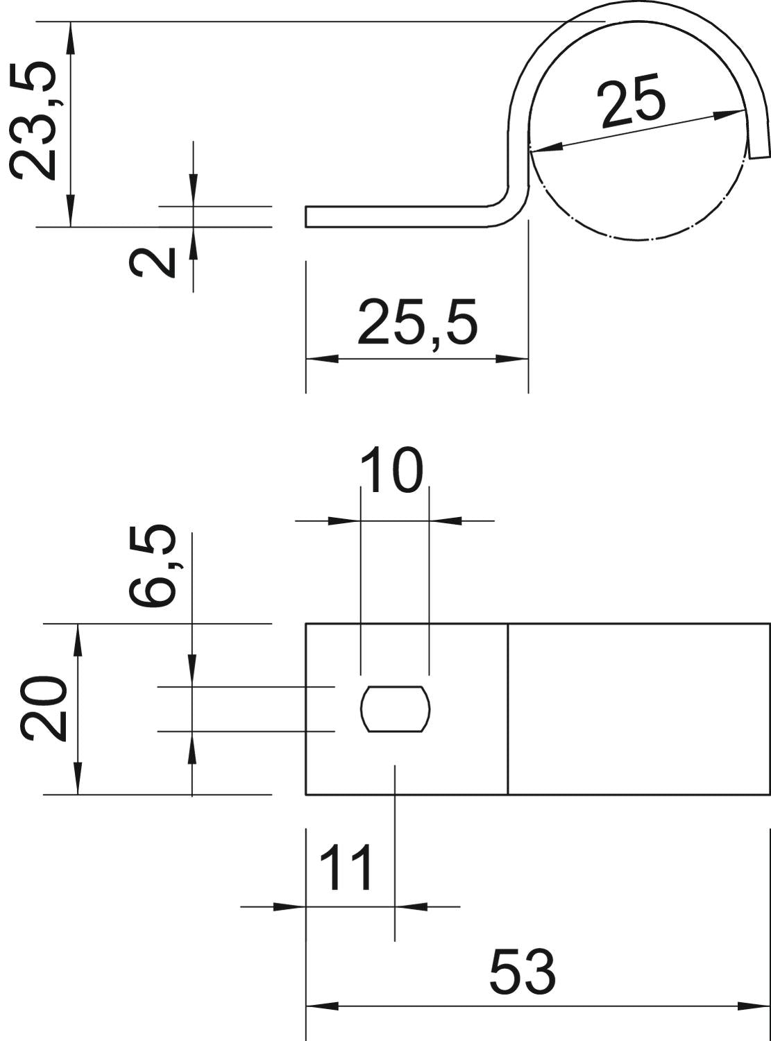 BETTERMANN Befestigungsschelle 1f 25mm 822 25 A4 einlappig VA hfr