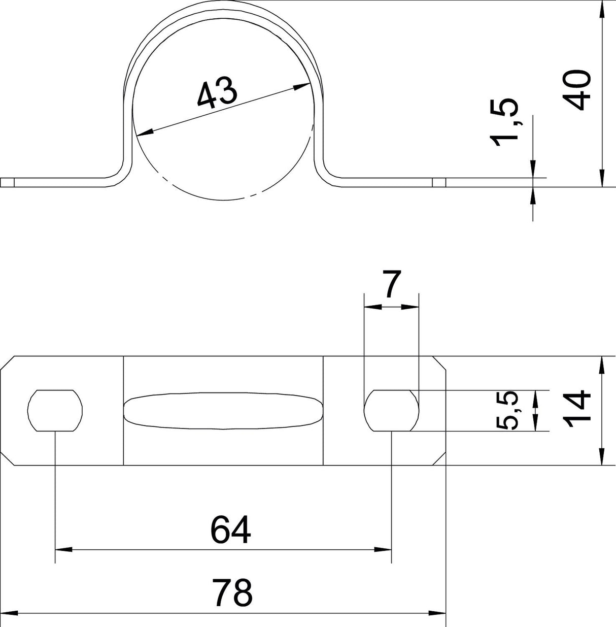 BETTERMANN Befestigungsschelle 1f 43mm 605 43 G zweilappig ST hfr