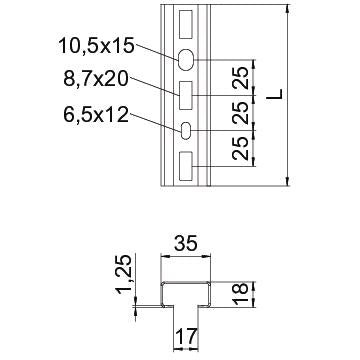 BETTERMANN C-Profilschiene ST 17mm CML3518P0400 SW 400x35x18mm D1,25mm