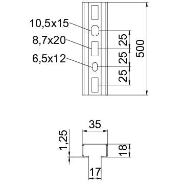 BETTERMANN C-Profilschiene ST 17mm CML3518P0500 SW 500x35x18mm D1,25mm