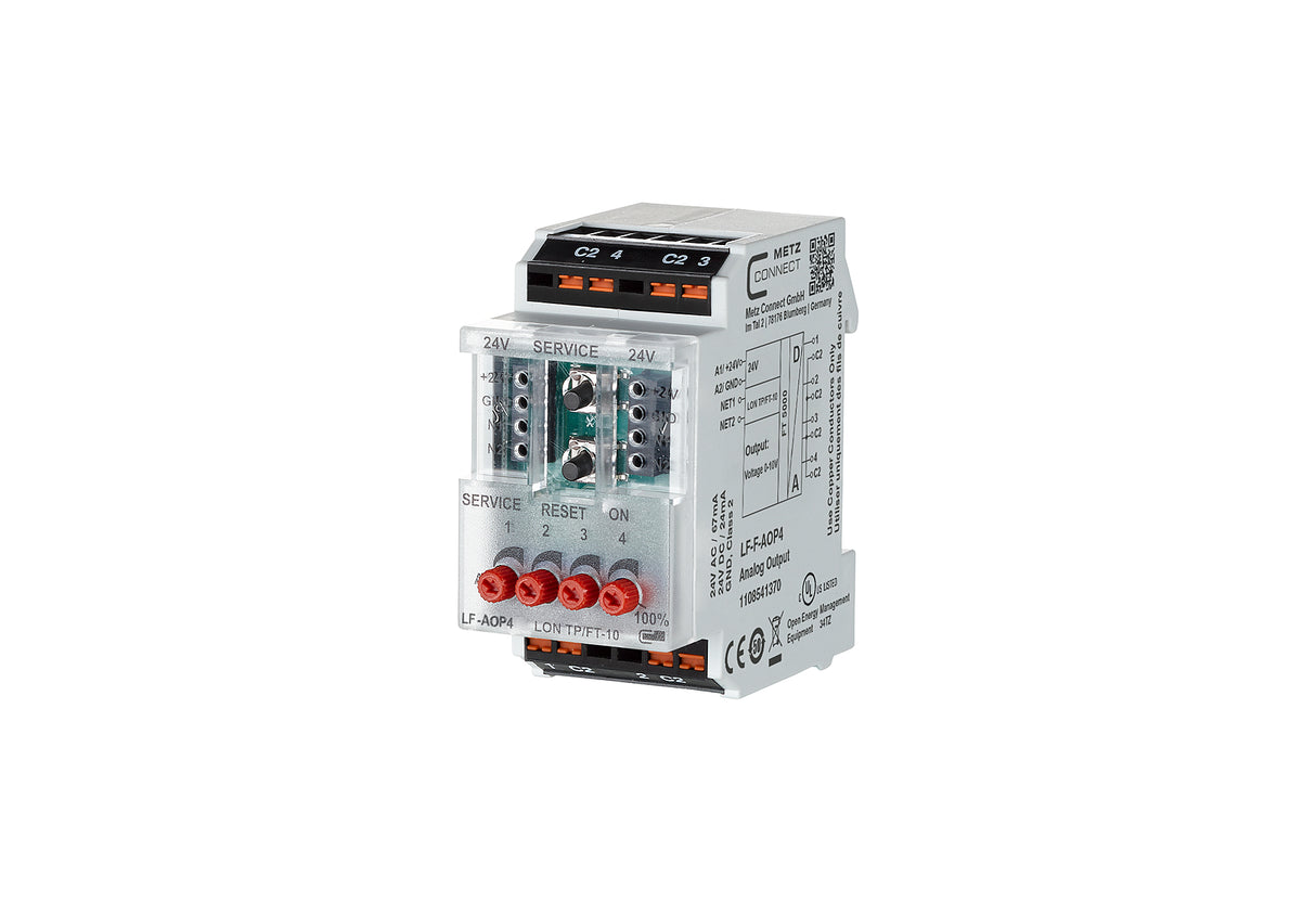 METZ CONNECT Analogaktor LON Basismodul 1108541370 REG 2TE 5mA 0-10V 4Ausg LED