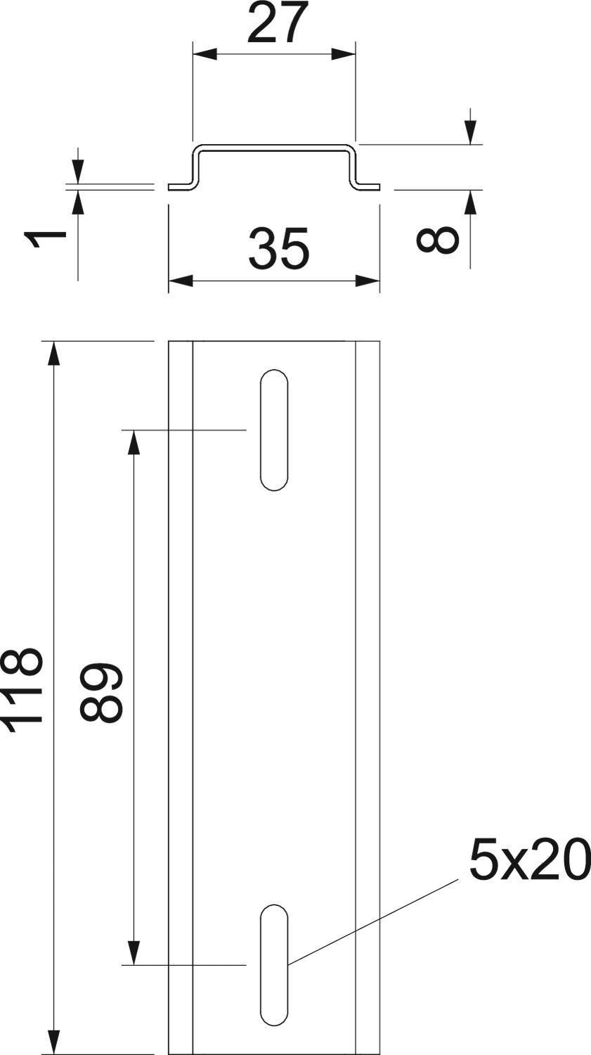 BETTERMANN Tragschiene ST 35/7,5mm 2069 X06 FS L118mm