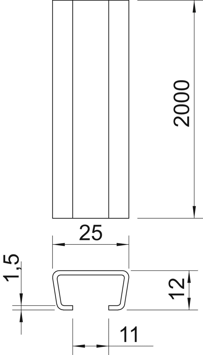 BETTERMANN C-Profilschiene Edst 11mm AL2512UP2000A2 2000x25x12mm D1,5mm