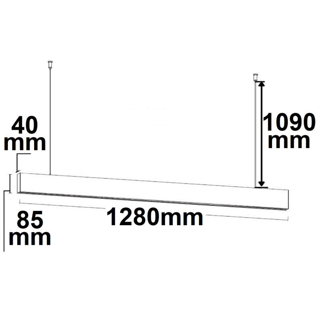LED Hängeleuchte Raster Up&Down 15 + 32W 8,5x128cm schwarz UGR<6 3000K dimmbar - Beleuchtung
