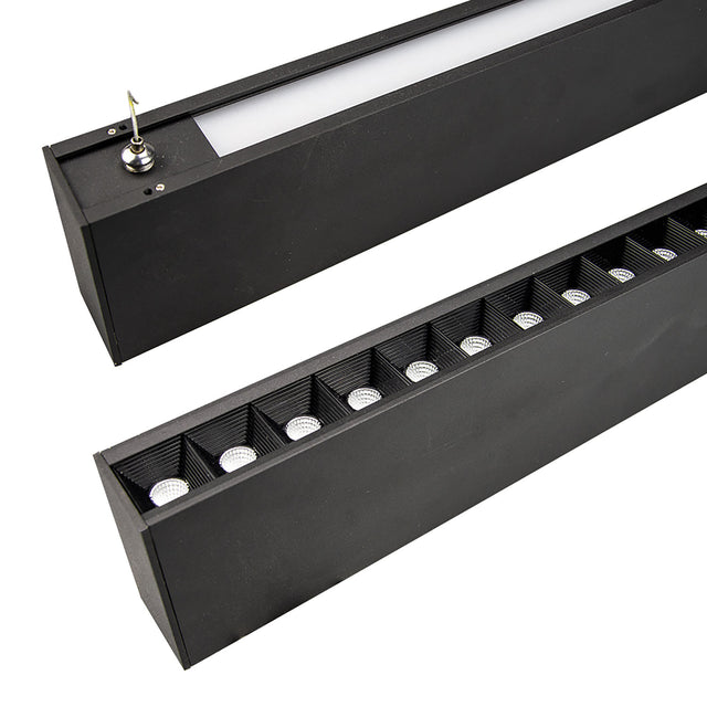 LED Hängeleuchte Raster Up&Down 15 + 32W 8,5x128cm schwarz UGR<6 3000K dimmbar - Beleuchtung