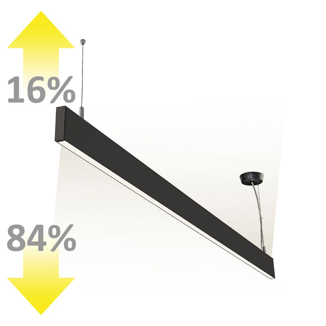 LED Hängeleuchte Linear Up&Down 1200 40W prismatisch linear- u. 90° verbindbar schwarz warmweiß - Beleuchtung