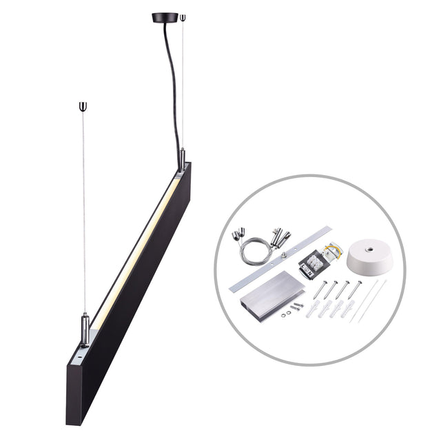 LED Hängeleuchte Linear Up&Down 1200 40W prismatisch linear- u. 90° verbindbar schwarz warmweiß - Beleuchtung