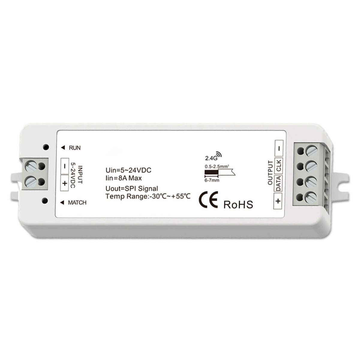 LED FUNK SPI-Controller für 8 - 1024 Pixel inkl. Fernbedienung, 12-24V DC, 8A