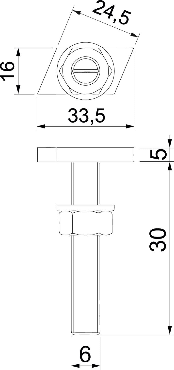 BETTERMANN Hammerkopfschraube 16,5mm ST ACMHB M6x30 ZL M6x30mm f.MontSchien