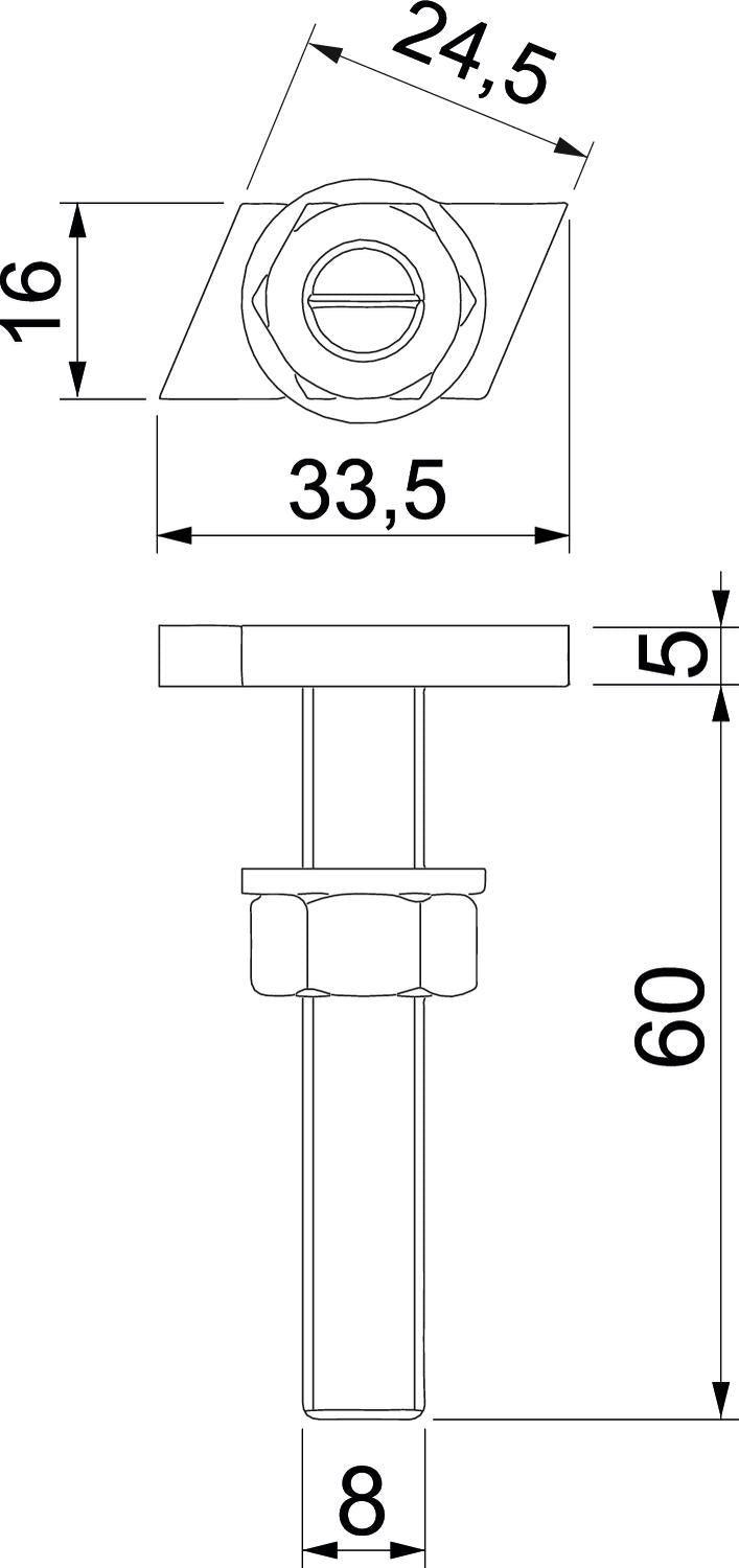 BETTERMANN Hammerkopfschraube 16,5mm ST ACMHB M8x60 ZL M8x60mm f.MontSchien